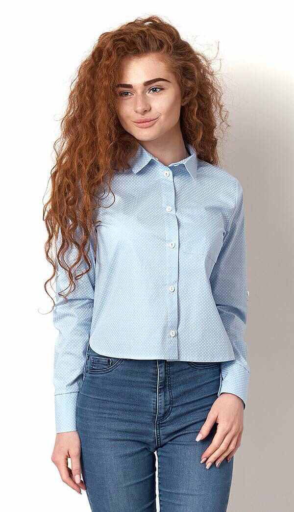 Блузка с длинным рукавом для девочки Mevis голубая 2512-02 - цена