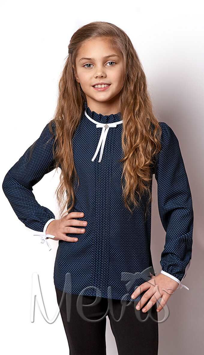 Блузка для девочки Mevis темно-синяя 2309-02 - цена