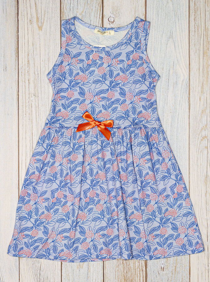Летний сарафан для девочки Breeze Цветы голубой 12934 - размеры