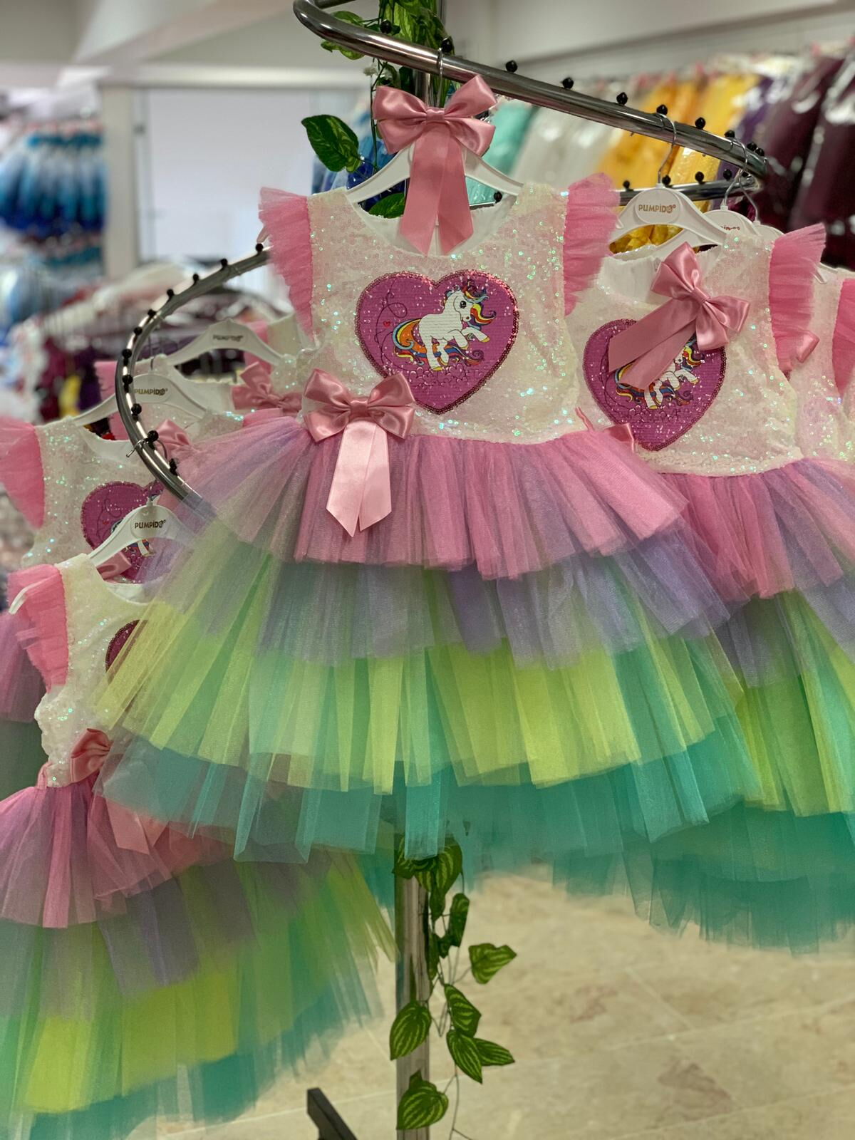 Нарядное платье для девочки Единорог розовое 77713 - фото