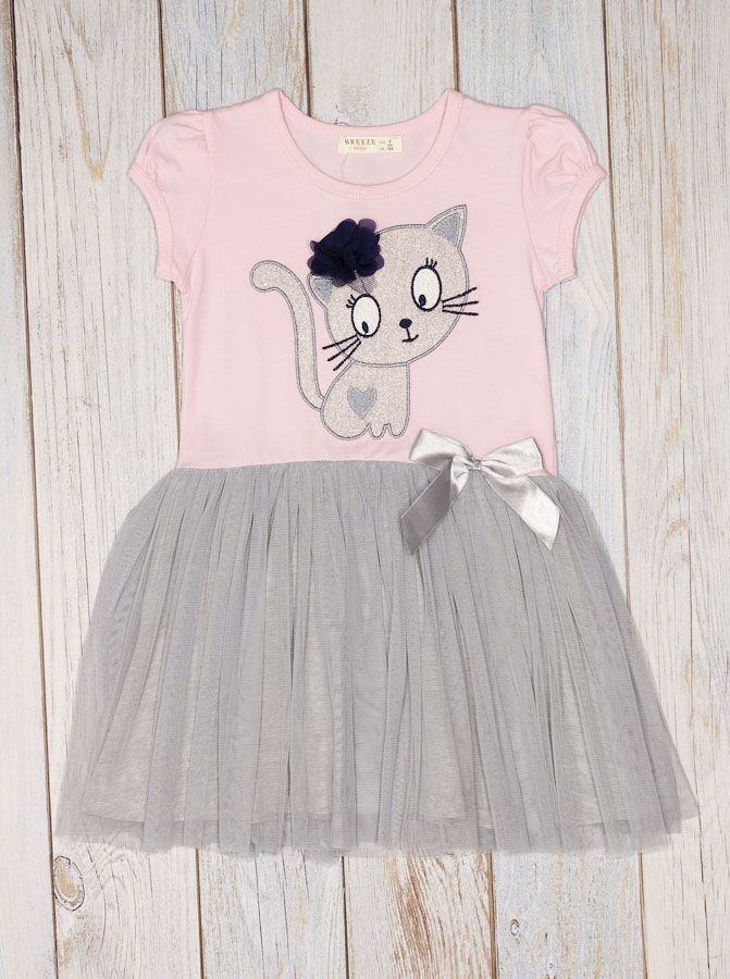 Платье для девочки Breeze Кошечка розовое 14135 - цена