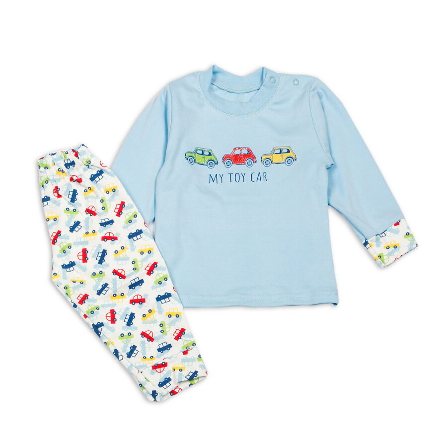 Пижама для мальчика Фламинго Машинки голубая 613-222 - цена