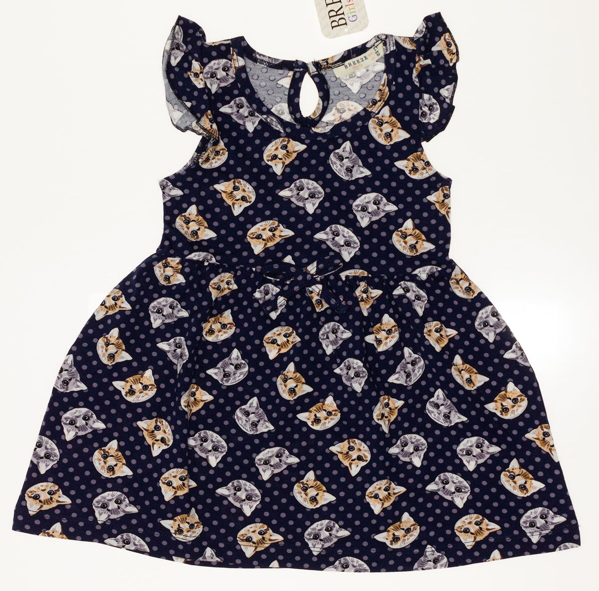 Платье для девочки Breeze Котики темно-синее 14284 - фото