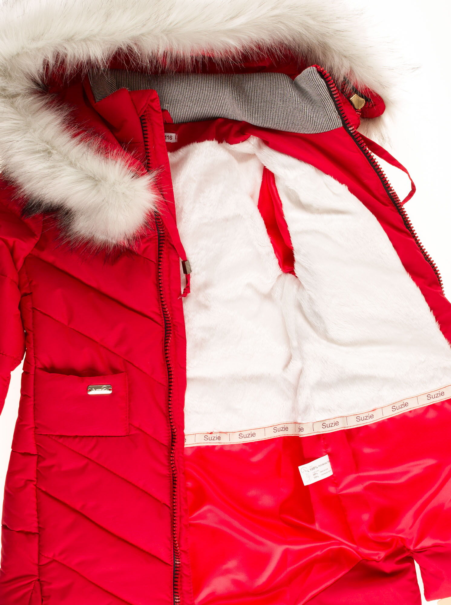 Куртка-пальто зимняя для девочки SUZIE Беренис красная ПТ-36711  - размеры
