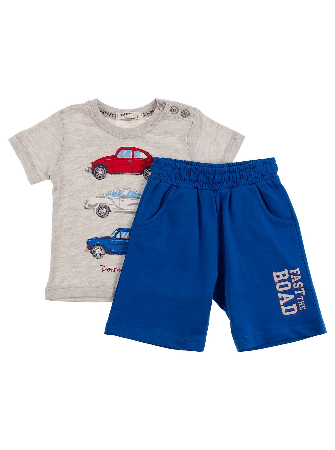 Комплект футболка и шорты Breeze Машинки синий 12365 - цена