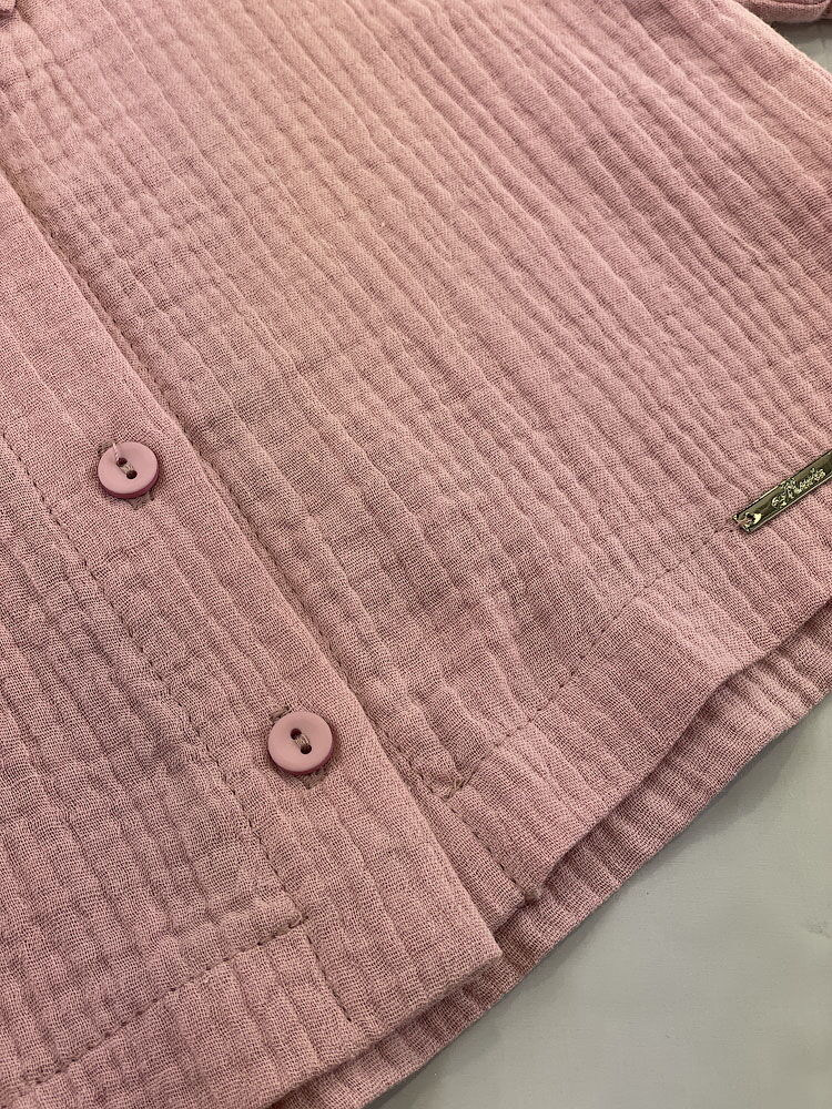 Костюм рубашка и шорты муслин Mevis розовый пудра 4819-02 - картинка