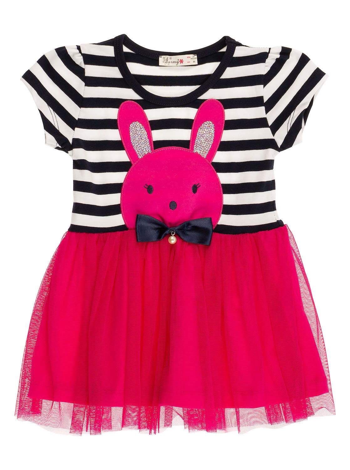 Платье для девочки Barmy Заяц полоска малиновое 0017 - цена