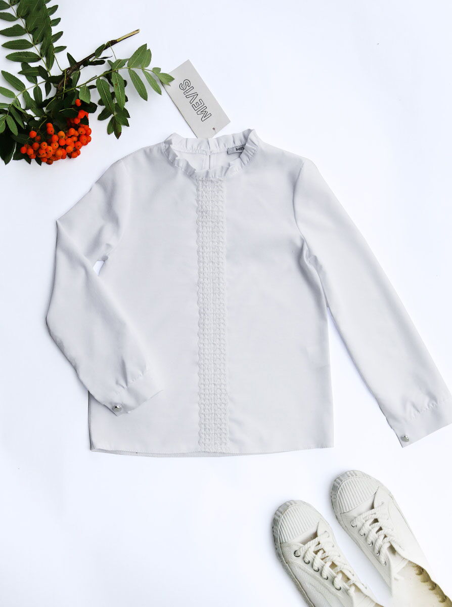 Нарядная блузка для девочки Mevis белая 4435-01 - фото