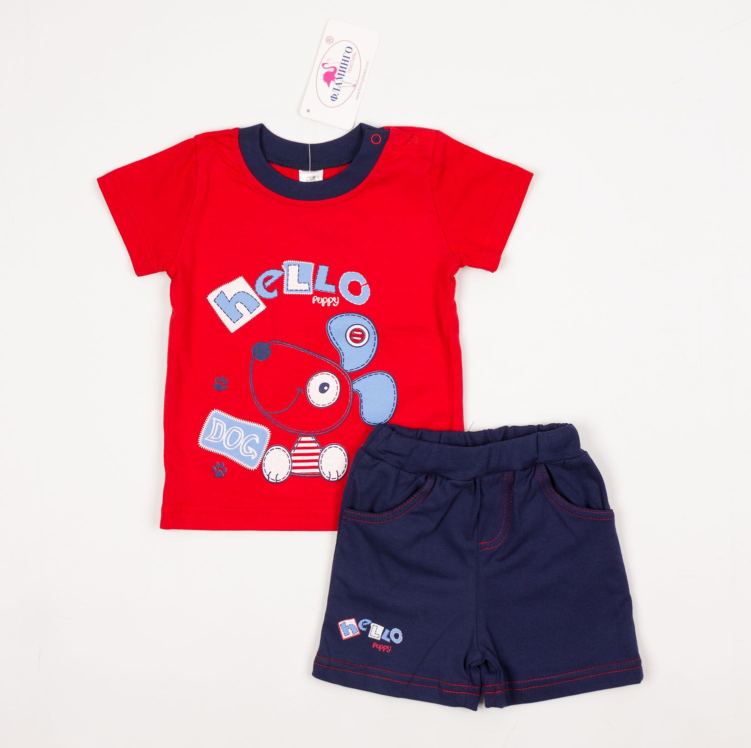 Комплект для мальчика (футболка+шорты) Фламинго красный 688-110 - цена