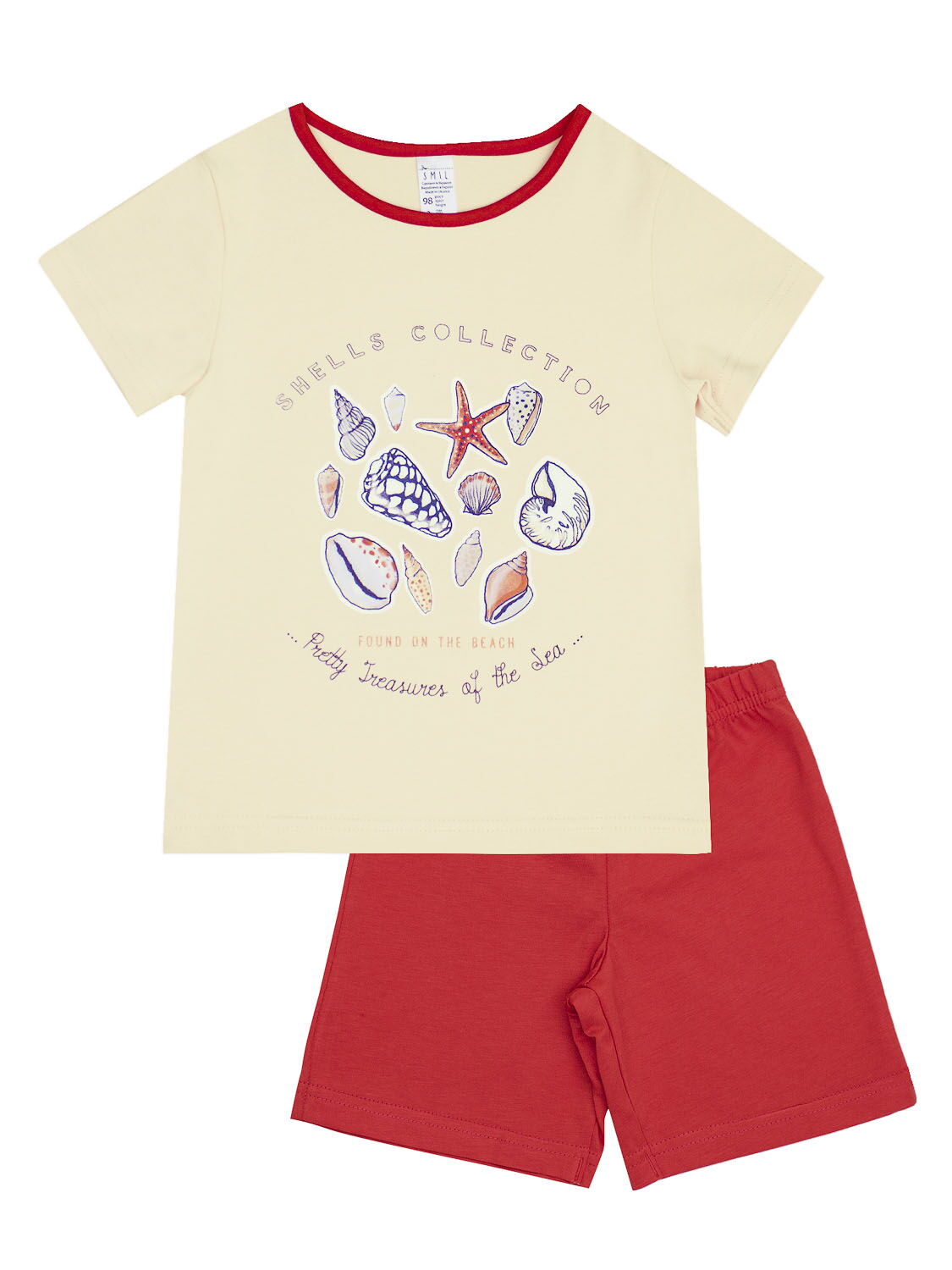 Пижама для девочки (футболка+шорты) SMIL кремовая 104390 - цена