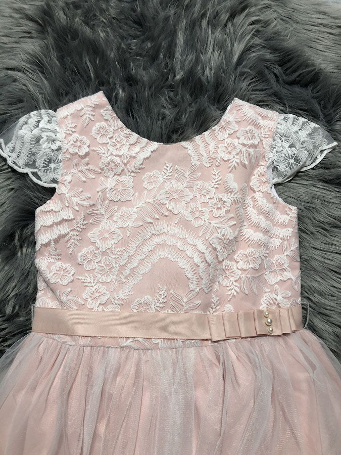 Нарядное платье для девочки Mevis персиковое 3320-02 - фотография