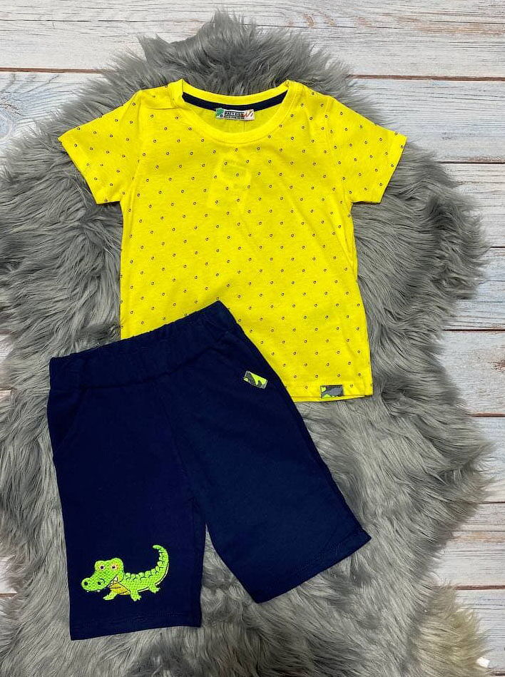 Комплект футболка и шорты для мальчика Paty Kids Крокодил желтый 52309 - цена