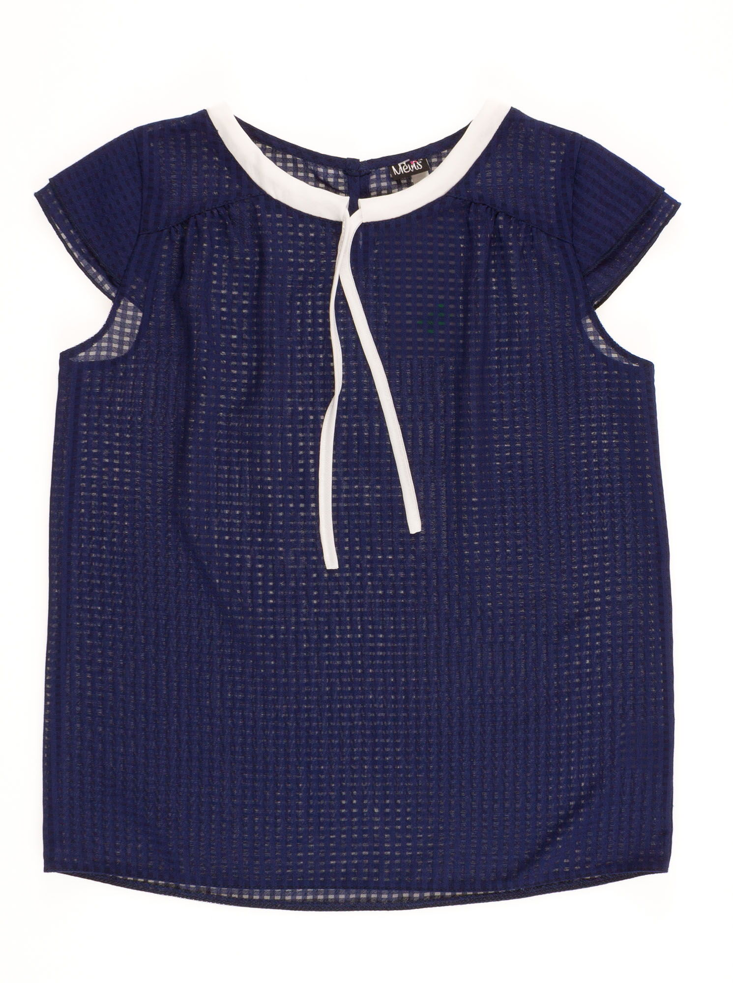 Блузка с коротким рукавом для девочки MEVIS синяя 2067 - цена