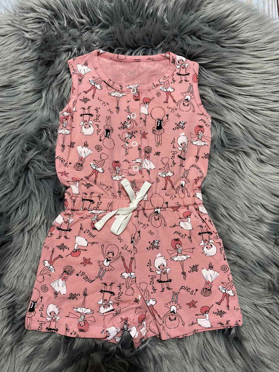 Летний комбинезон для девочки Фламинго Балерина коралловый 045-420 - фотография