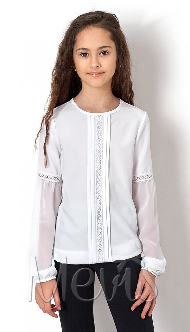 Нарядная блузка для девочки Mevis белая 2830-01 - цена