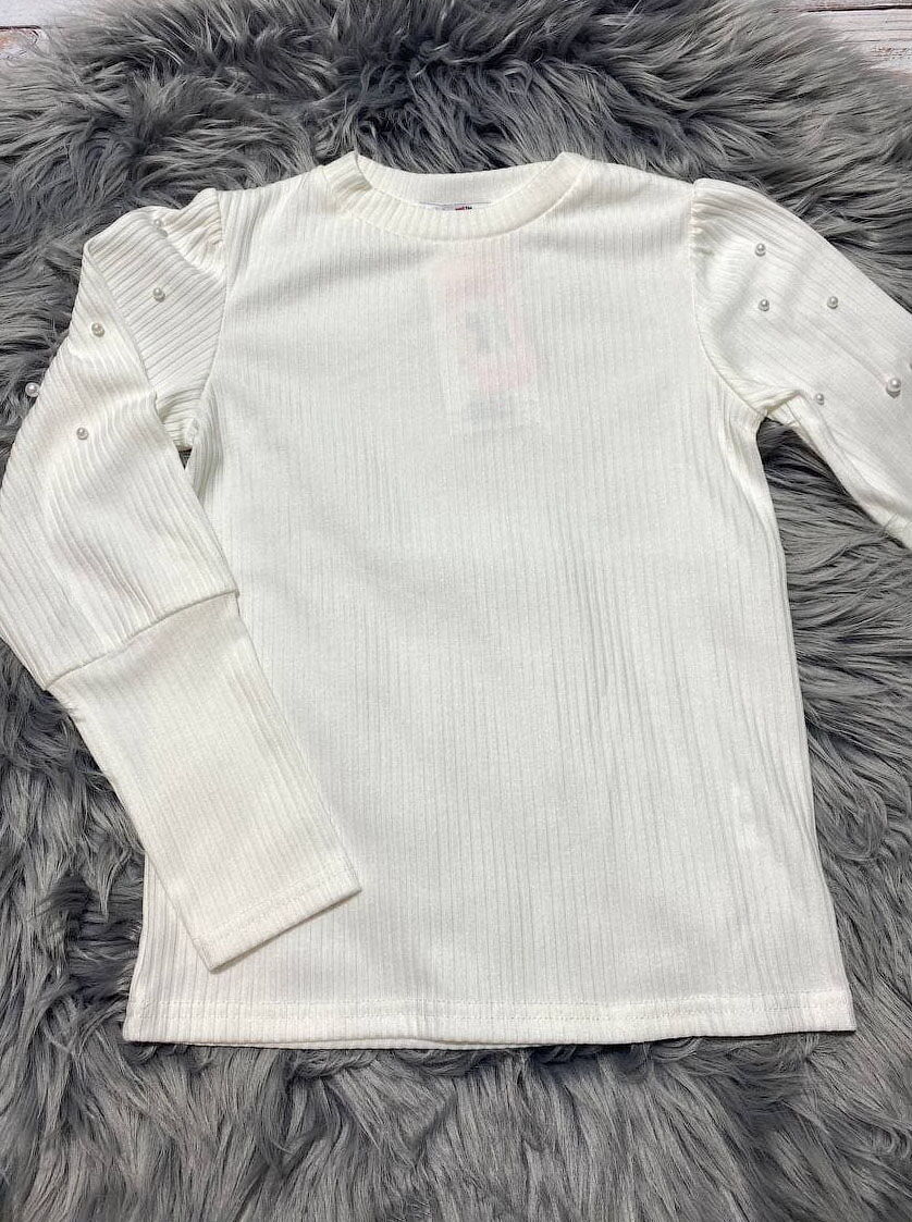 Трикотажная кофточка для девочки Mevis молочная 3786-02 - фото