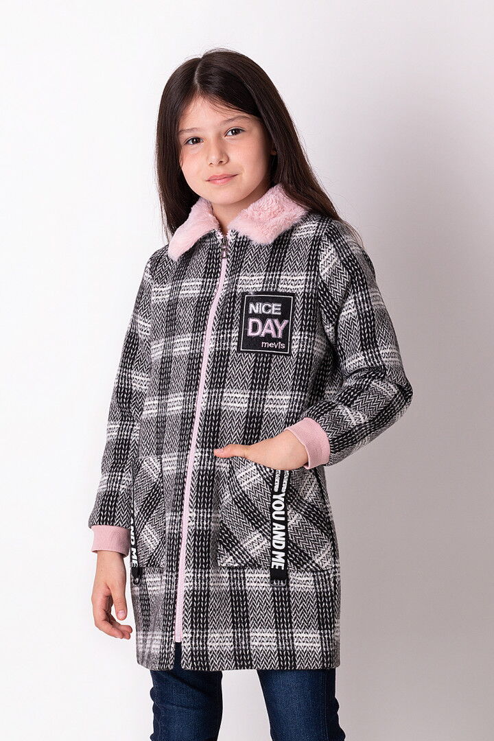 Пальто для девочки Mevis бежевое 3521-01 - цена