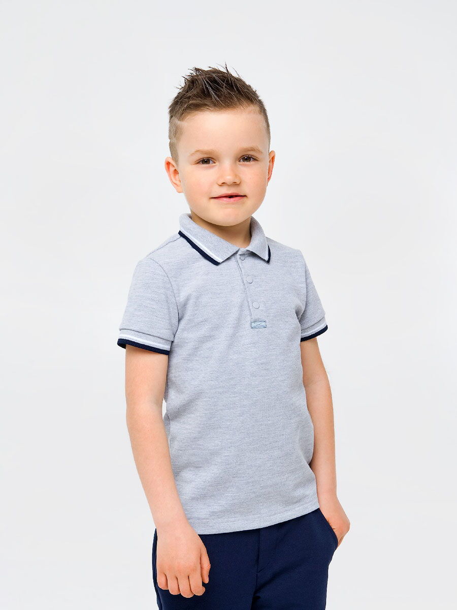 Футболка-поло с коротким рукавом для мальчика SMIL серый меланж 114756/114757 - цена