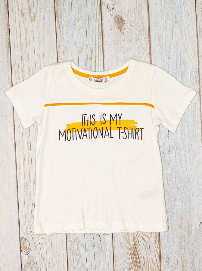 Футболка для мальчика Isobel Motivation молочная 5821 - фото