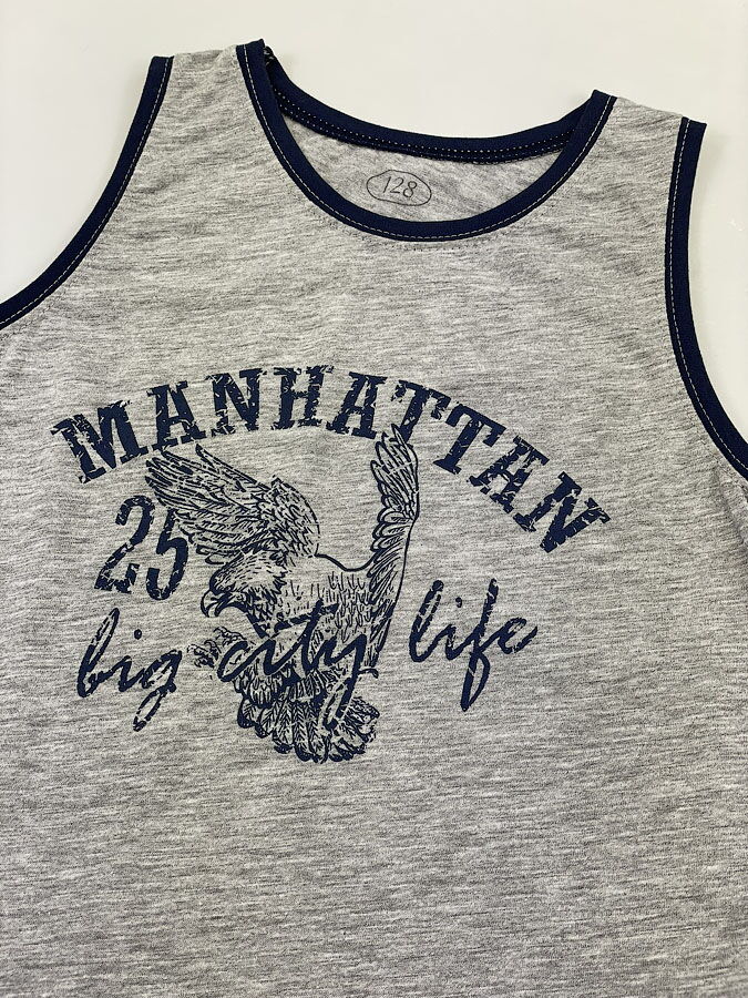 Майка для мальчика Фламинго серая 958-123 - фото