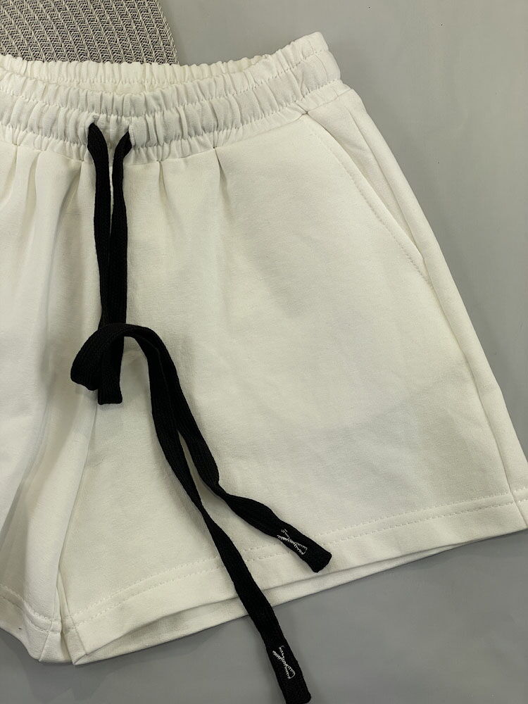 Трикотажные шорты для девочки Mevis молочные 5107-03 - фотография