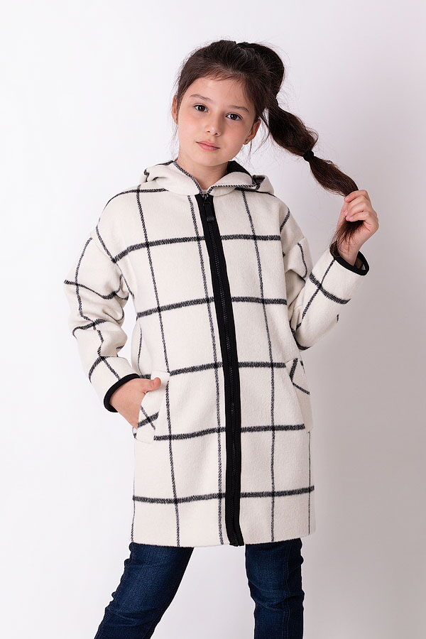 Пальто для девочки Mevis молочное 3480-03 - цена