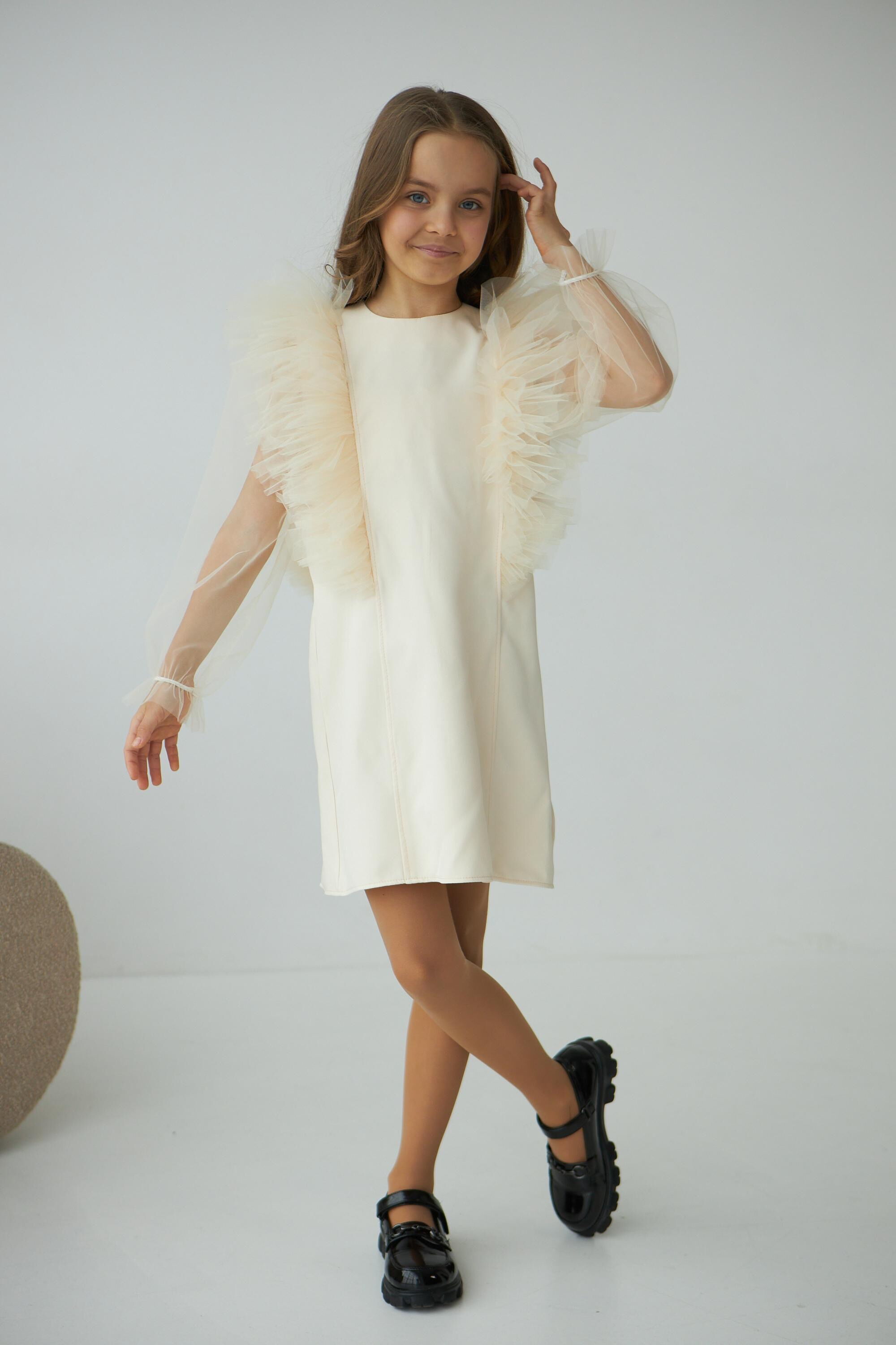 Платье нарядное для девочки Michell молочное 2211 - фото