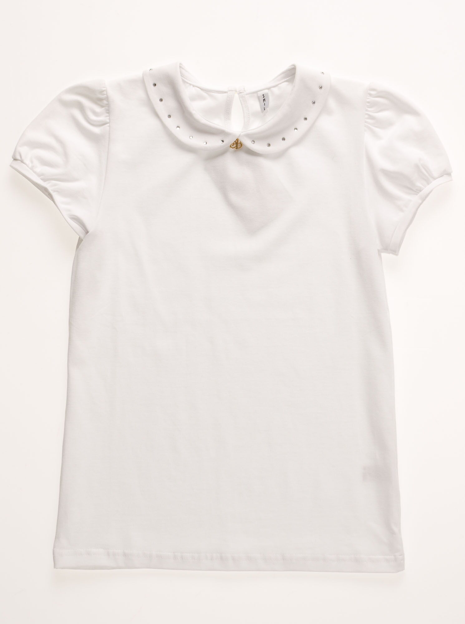 Блузка классическая трикотажная с коротким рукавом SMIL белая - фото