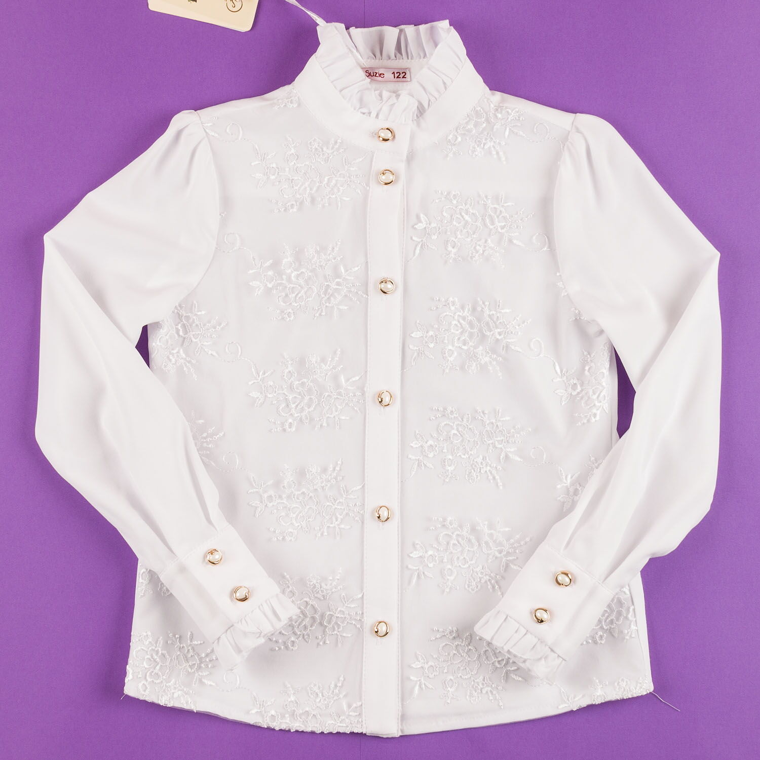 Блузка школьная SUZIE Николет белая БЛ-26709 - размеры