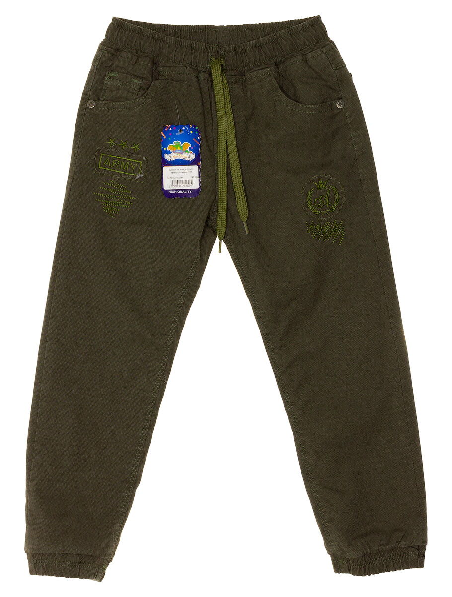Утепленные брюки на махре для мальчика Hiwro темно-зеленые 711 - цена