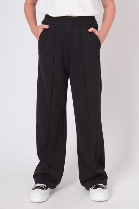 Трикотажные брюки-палаццо для девочки Mevis черные 5258-02 - цена