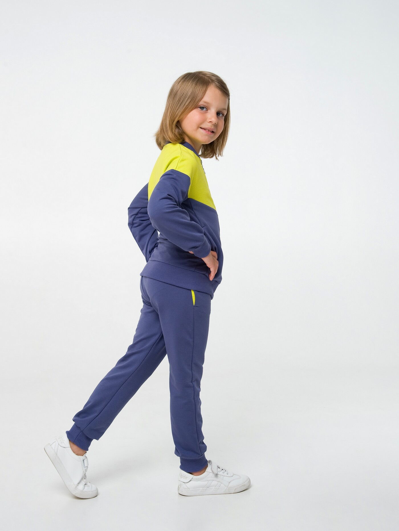 Спортивный костюм для девочки SMIL желто-синий 117282/117283 - фотография