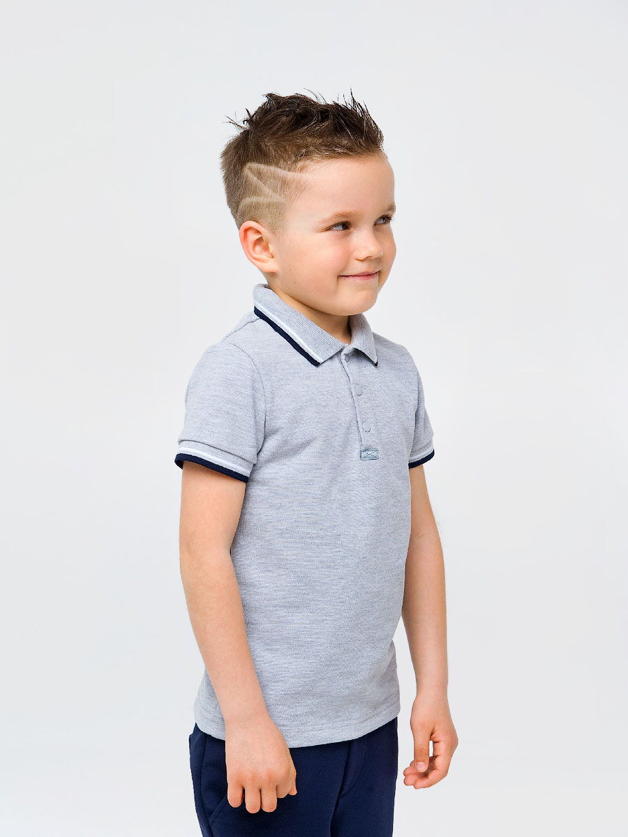 Футболка-поло с коротким рукавом для мальчика SMIL серый меланж 114756/114757 - размеры