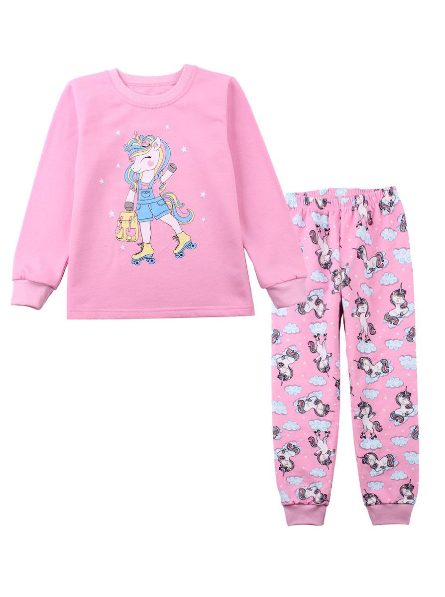 Утепленная пижама для девочки Фламинго Единорог на коньках розовая 329-328 - цена