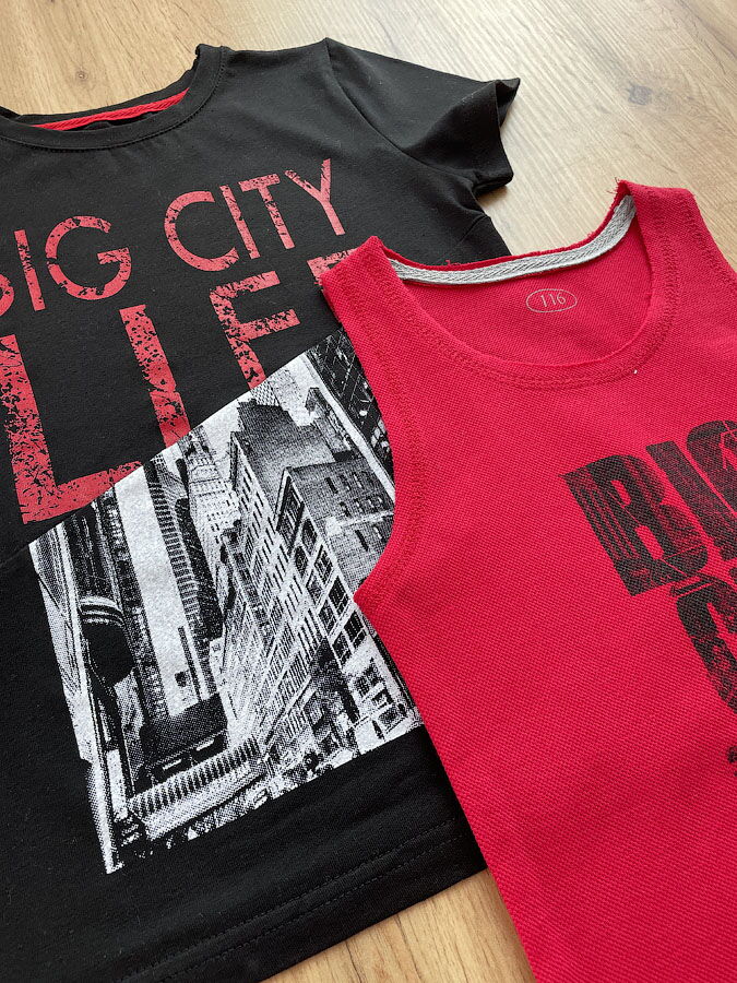 Комплект майка и футболка для мальчика Фламинго черный 983-416 - размеры