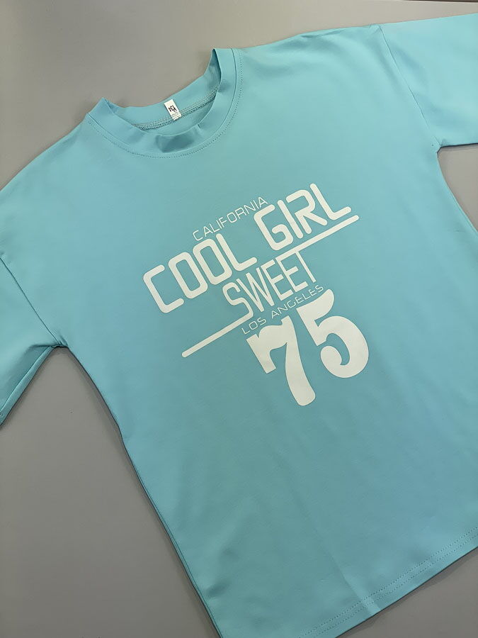 Футболка для девочки Cool Girl голубая 1704 - размеры
