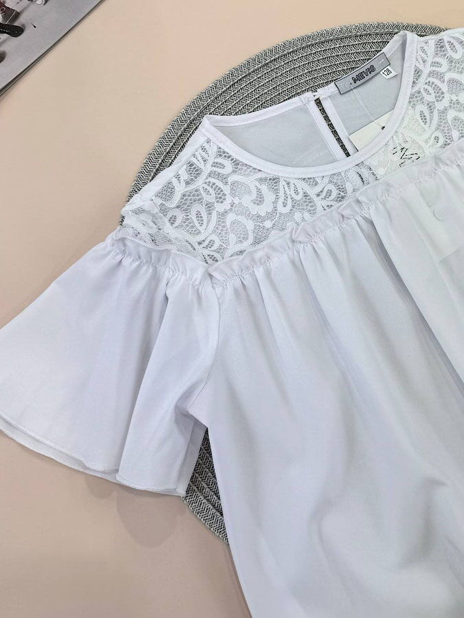 Блузка для девочки Mevis белая 5101-02 - фотография