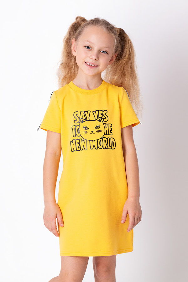 Трикотажное платье для девочки Mevis желтое 3721-02 - цена