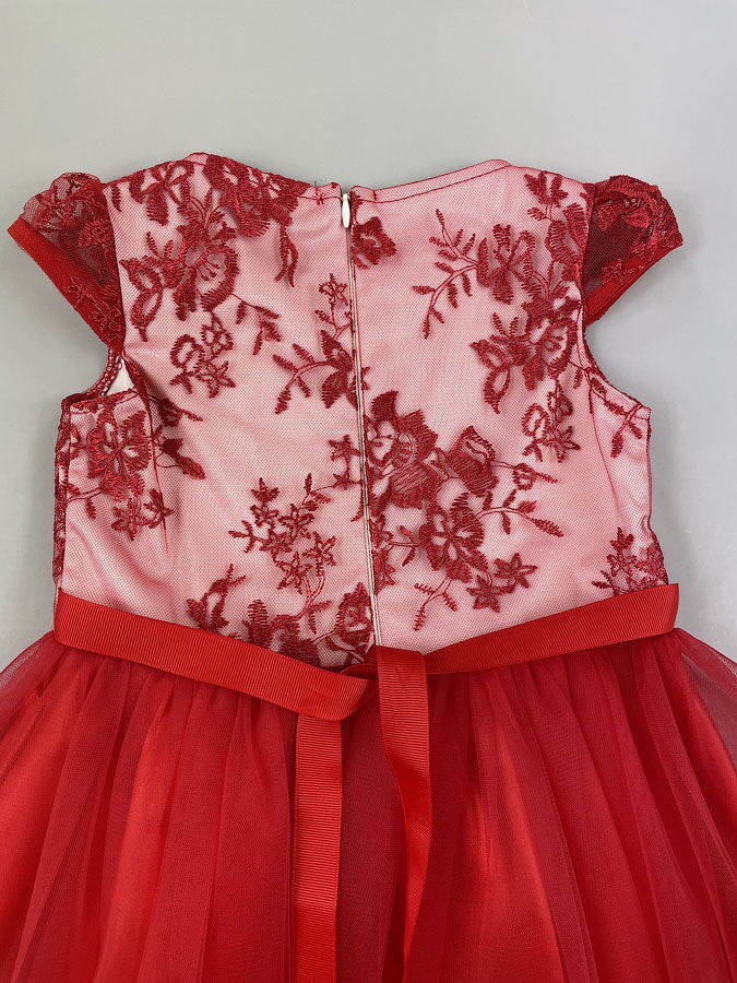 Нарядное платье для девочки Mevis красное 2620-04 - фотография