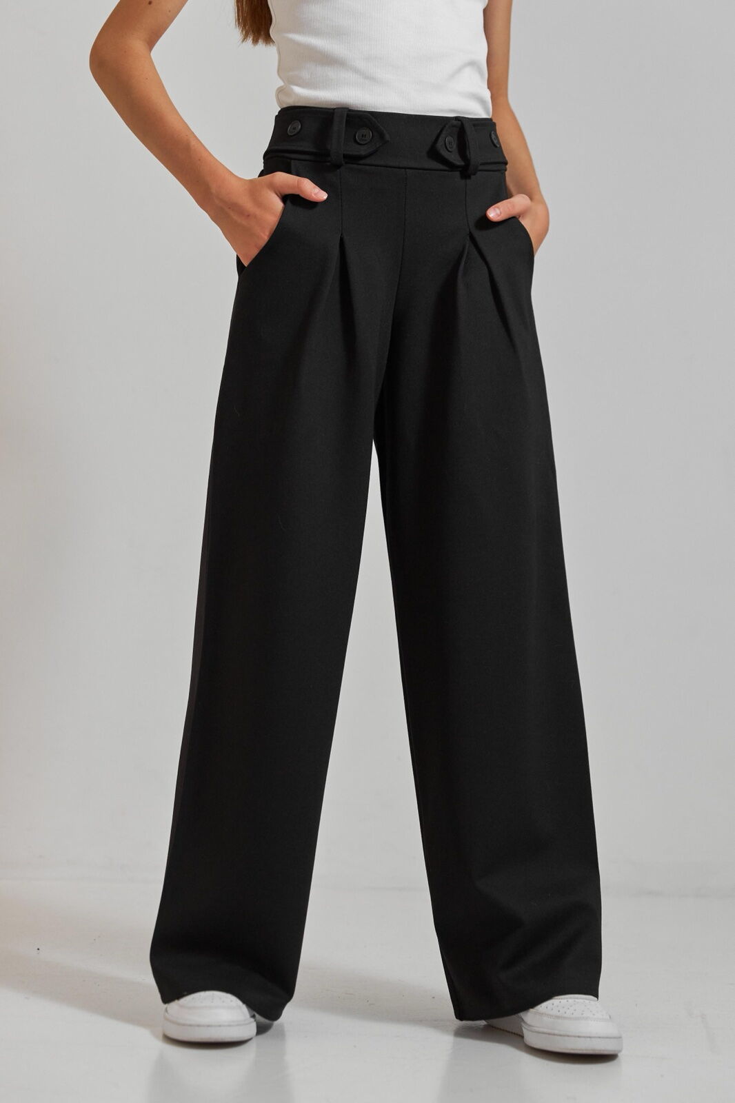 Брюки-палаццо для девочки трикотаж Valza черные 5107 - цена