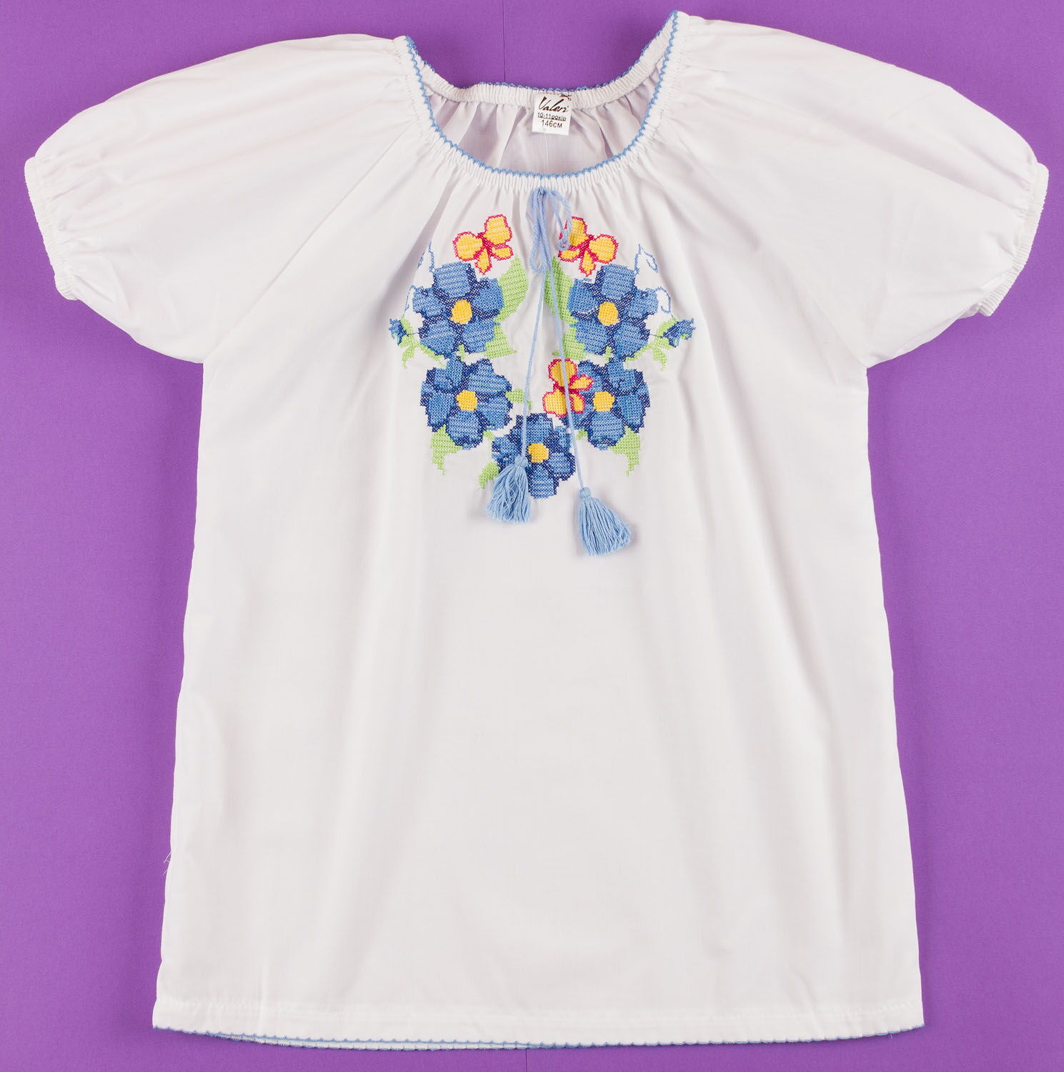 Вышиванка-блузка с коротким рукавом для девочки Valeri tex 1793-20-311  - цена
