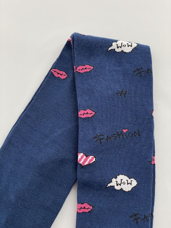 Колготки деми для девочки KidStep WOW губки синие арт.5001 - фотография