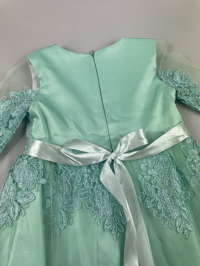 Нарядное платье для девочки Mevis бирюзовое 2988-03 - фото