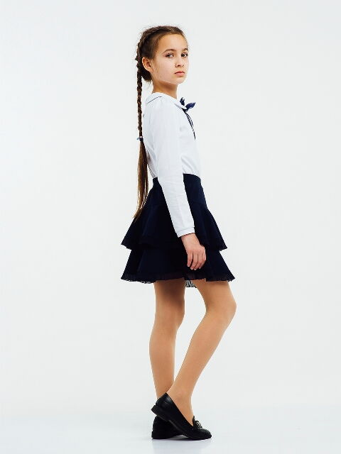 Трикотажная школьная юбка для девочки SMIL cиняя 120231 - фотография