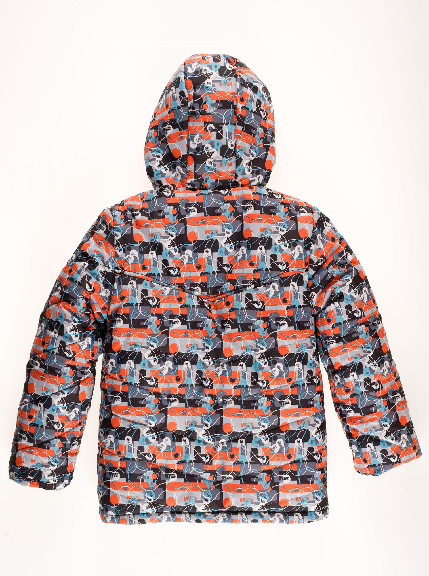 Куртка зимняя для мальчика Одягайко Абстракт оранжевая 20093 - фото