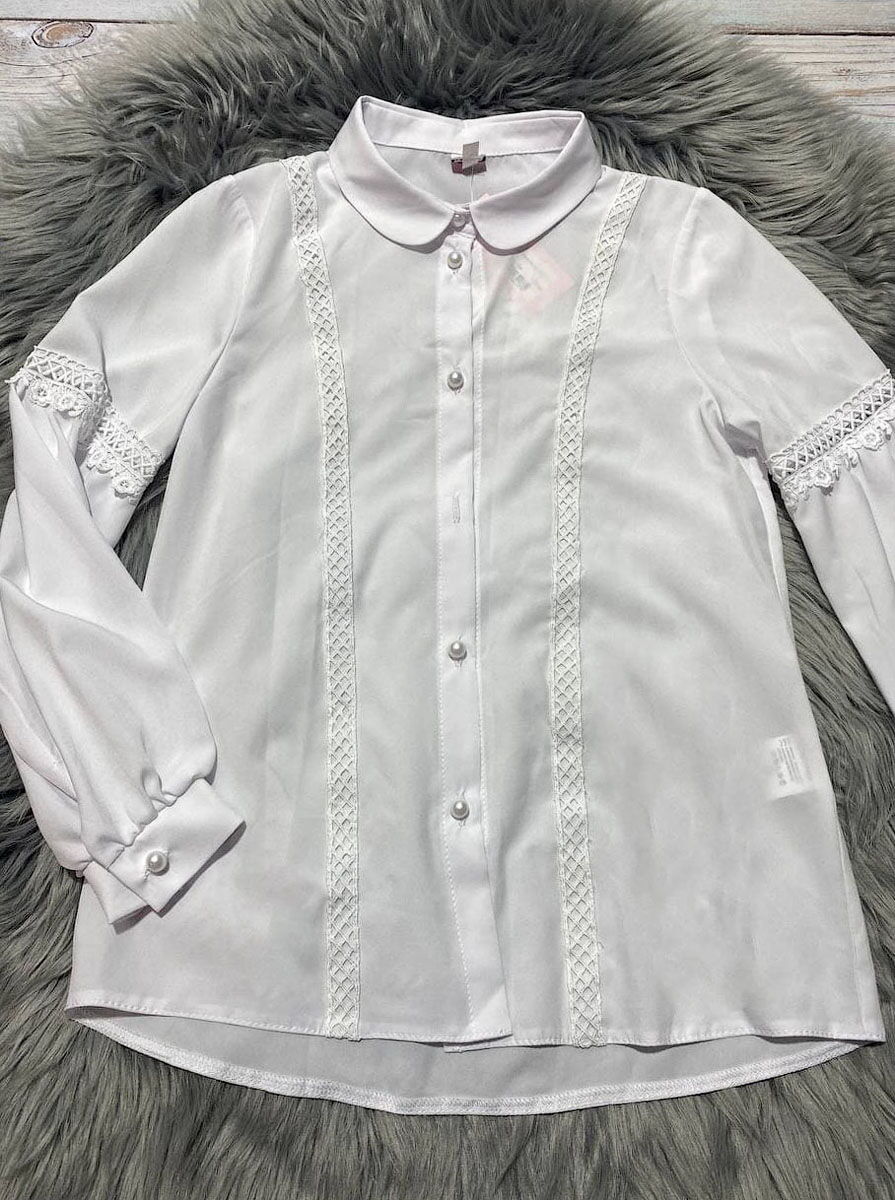 Блузка для девочки Mevis белая 3732-01 - размеры