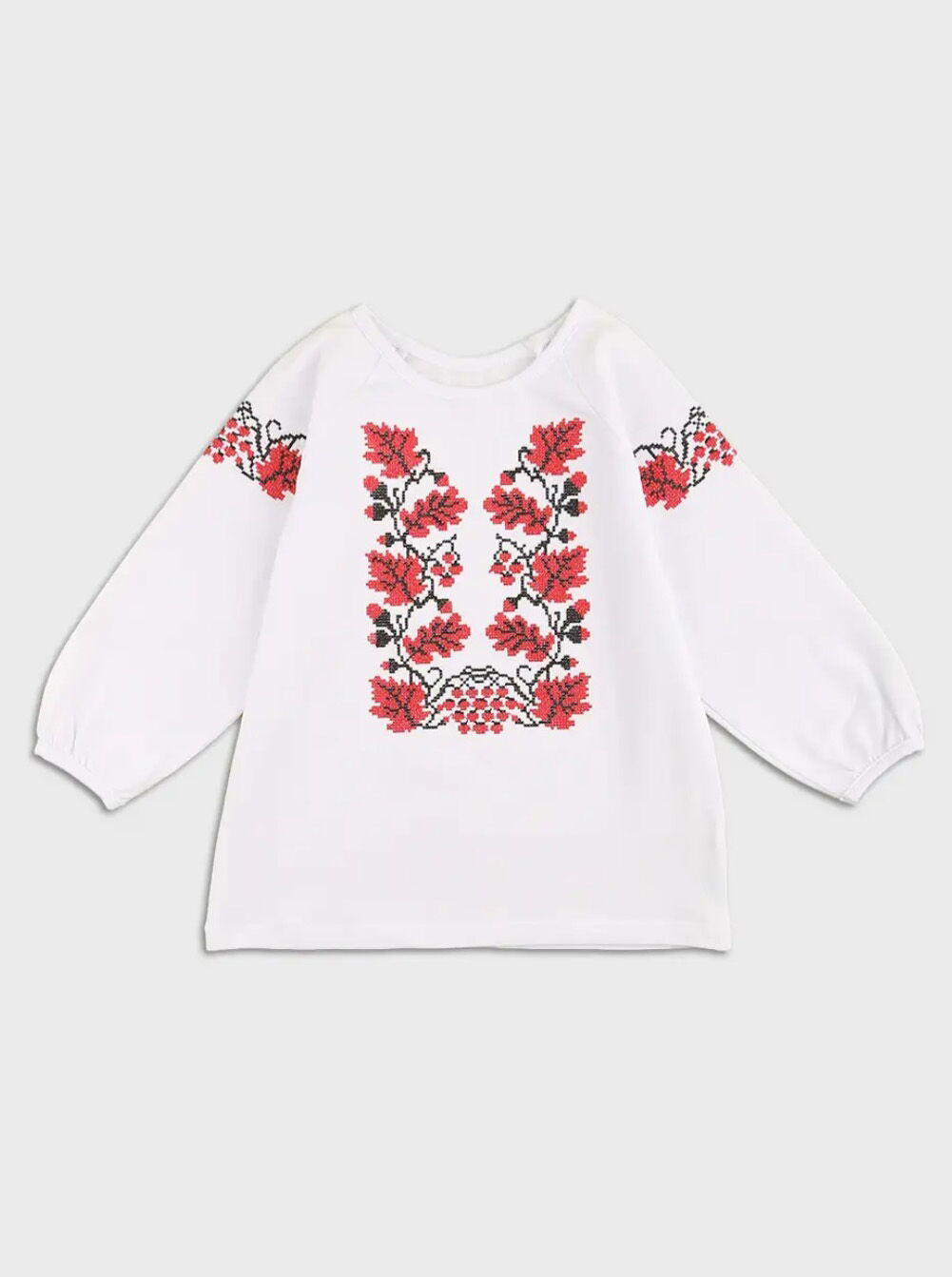 Вышиванка для девочки Фламинго Калина белая с красным 337-417  - цена