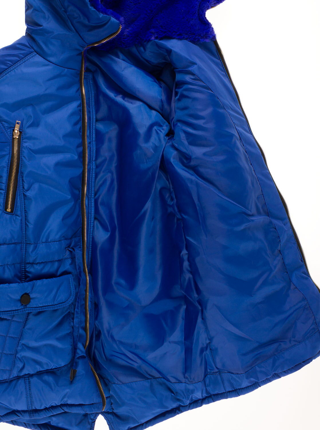Куртка удлиненная зимняя для девочки Одягайко синяя 20061О - картинка