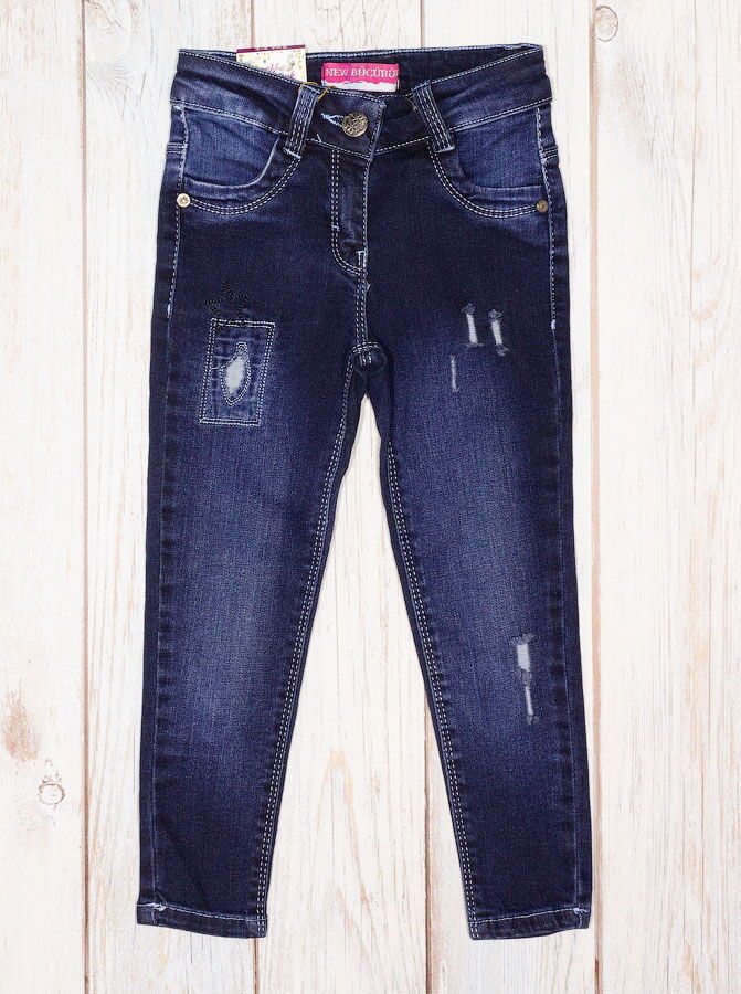 Стильные джинсы для девочки темно-синие 90412 - цена