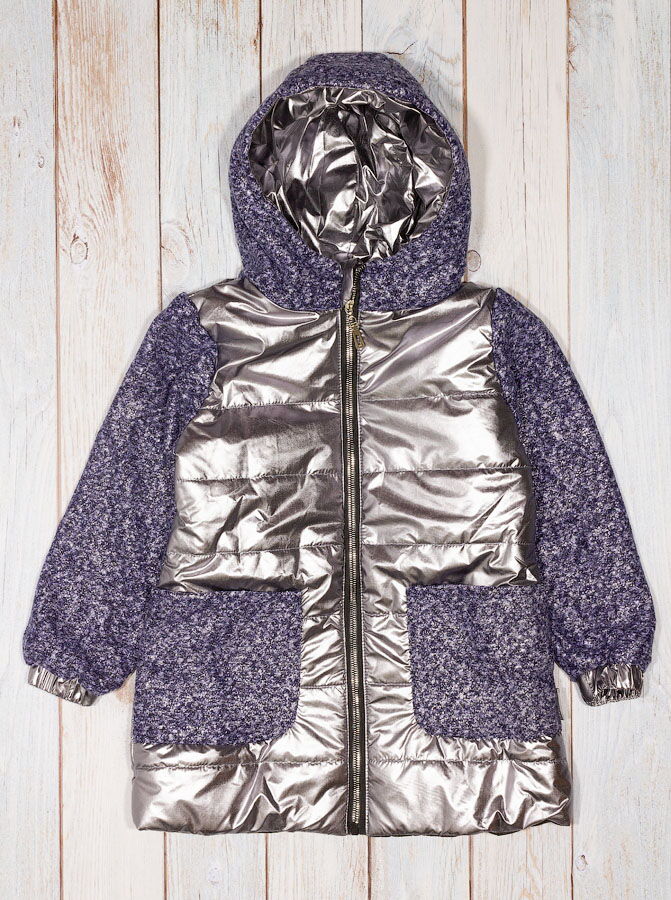 Куртка для девочки Одягайко темное серебро с синим 22361 - цена